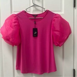 Adrianna Papell organza puff sleeve top